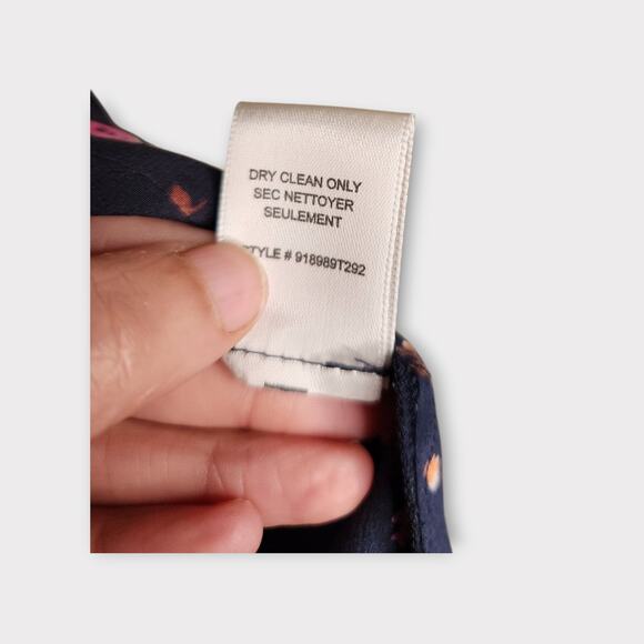 Rebecca Taylor Womens Mia Floral Silk Camisole Ruffle Trim Navy Blue 10 Romantic - Picture 6 of 10